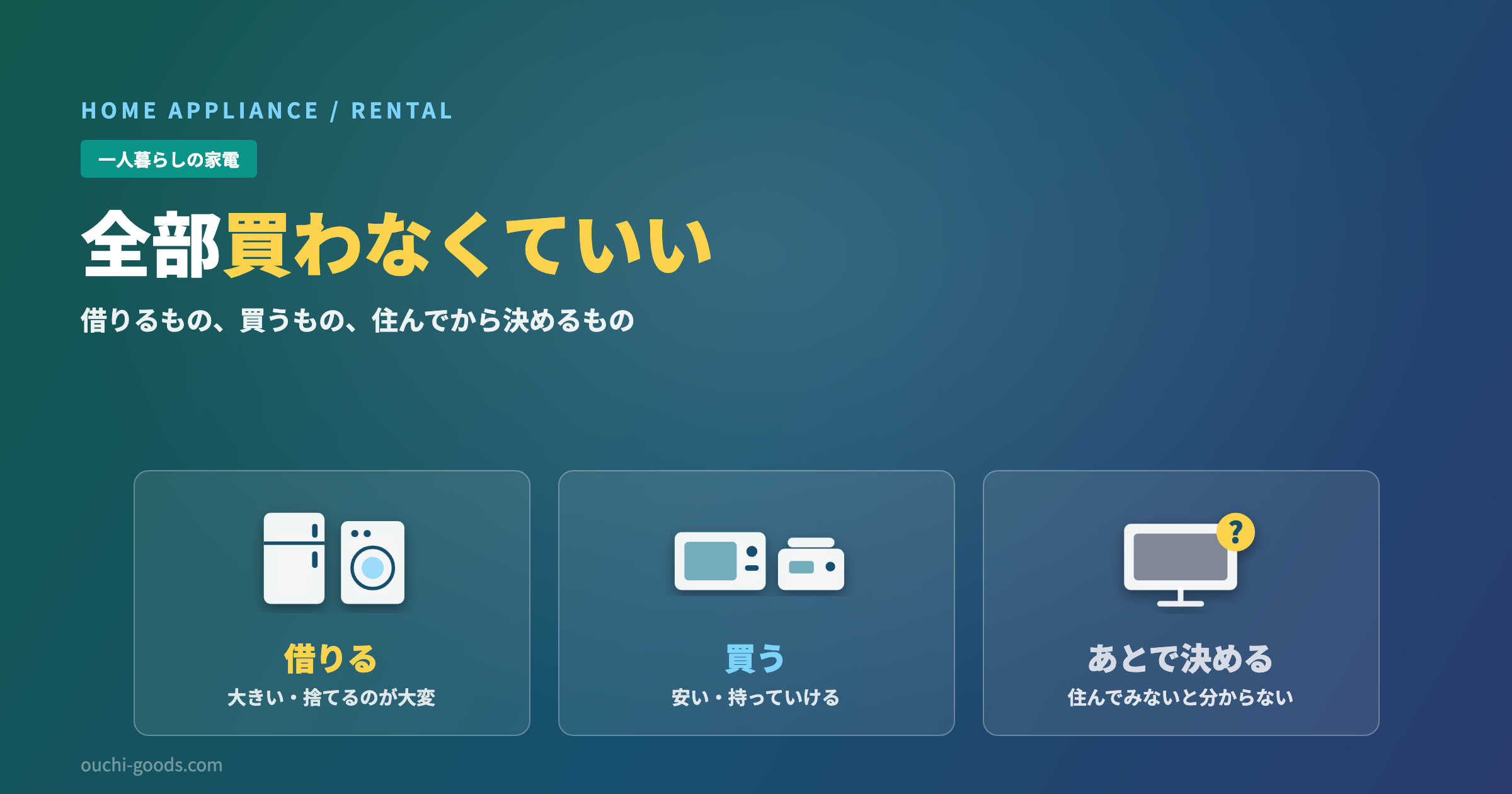一人暮らしの家電は全部買わなくていい